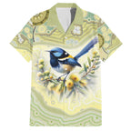 Splendid Fairy-wren Personalised Family Matching Off The Shoulder Long Sleeve Dress and Hawaiian Shirt Aboriginal Australian Dot Painting - Aussie Hoodie