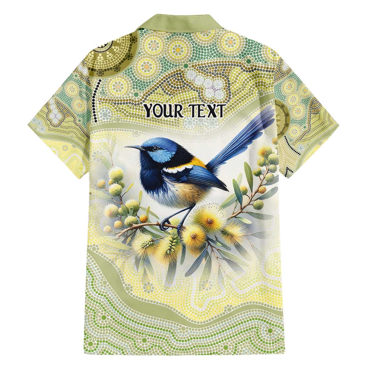 Splendid Fairy-wren Personalised Family Matching Off The Shoulder Long Sleeve Dress and Hawaiian Shirt Aboriginal Australian Dot Painting - Aussie Hoodie