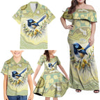 Splendid Fairy-wren Personalised Family Matching Off Shoulder Maxi Dress and Hawaiian Shirt Aboriginal Australian Dot Painting - Aussie Hoodie