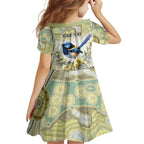 Splendid Fairy-wren Personalised Family Matching Off Shoulder Maxi Dress and Hawaiian Shirt Aboriginal Australian Dot Painting - Aussie Hoodie