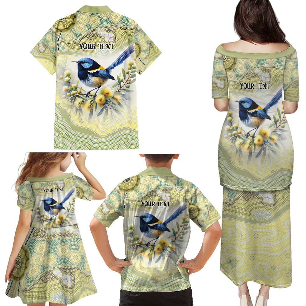 Splendid Fairy-wren Personalised Family Matching Puletasi and Hawaiian Shirt Aboriginal Australian Dot Painting - Aussie Hoodie
