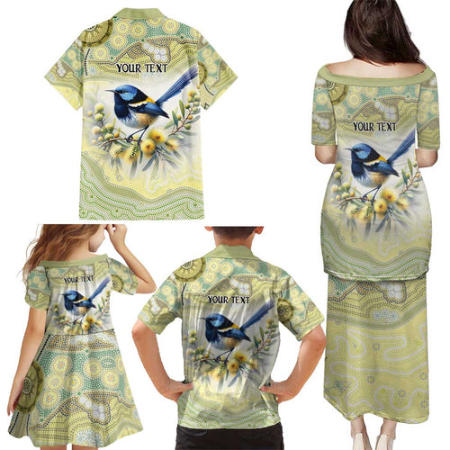 Splendid Fairy-wren Personalised Family Matching Puletasi and Hawaiian Shirt Aboriginal Australian Dot Painting - Aussie Hoodie