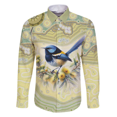 Splendid Fairy-wren Personalised Family Matching Puletasi and Hawaiian Shirt Aboriginal Australian Dot Painting - Aussie Hoodie