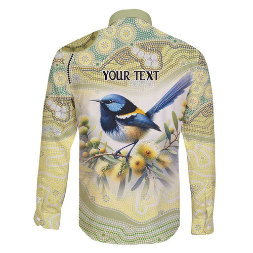 Splendid Fairy-wren Personalised Family Matching Puletasi and Hawaiian Shirt Aboriginal Australian Dot Painting - Aussie Hoodie