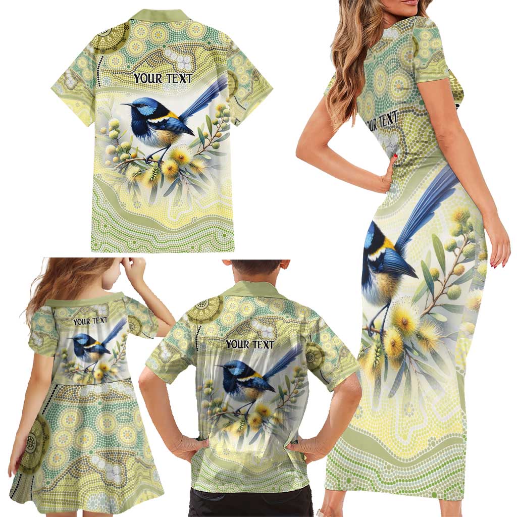 Splendid Fairy-wren Personalised Family Matching Short Sleeve Bodycon Dress and Hawaiian Shirt Aboriginal Australian Dot Painting - Aussie Hoodie