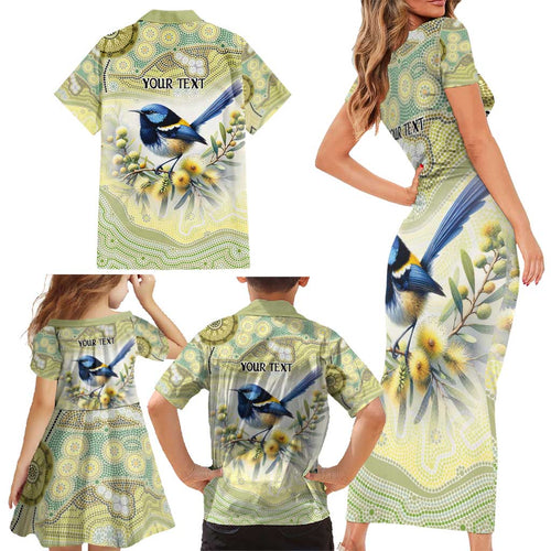Splendid Fairy-wren Personalised Family Matching Short Sleeve Bodycon Dress and Hawaiian Shirt Aboriginal Australian Dot Painting - Aussie Hoodie