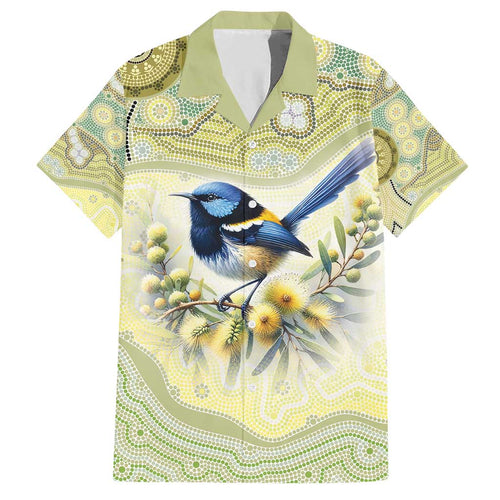 Splendid Fairy-wren Personalised Family Matching Short Sleeve Bodycon Dress and Hawaiian Shirt Aboriginal Australian Dot Painting - Aussie Hoodie