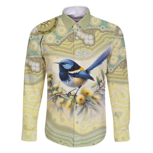 Splendid Fairy-wren Personalised Family Matching Short Sleeve Bodycon Dress and Hawaiian Shirt Aboriginal Australian Dot Painting - Aussie Hoodie
