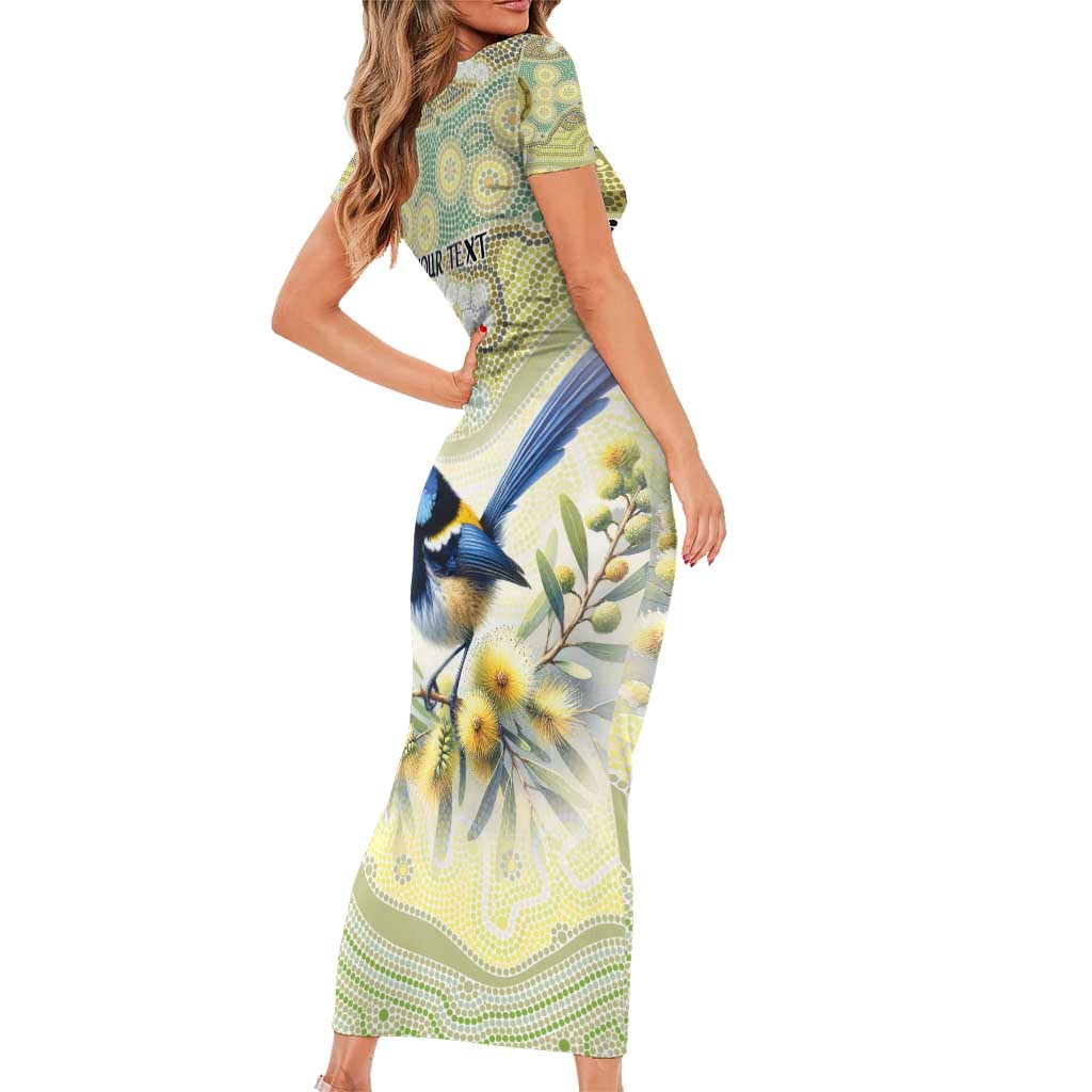 Splendid Fairy-wren Personalised Family Matching Short Sleeve Bodycon Dress and Hawaiian Shirt Aboriginal Australian Dot Painting - Aussie Hoodie