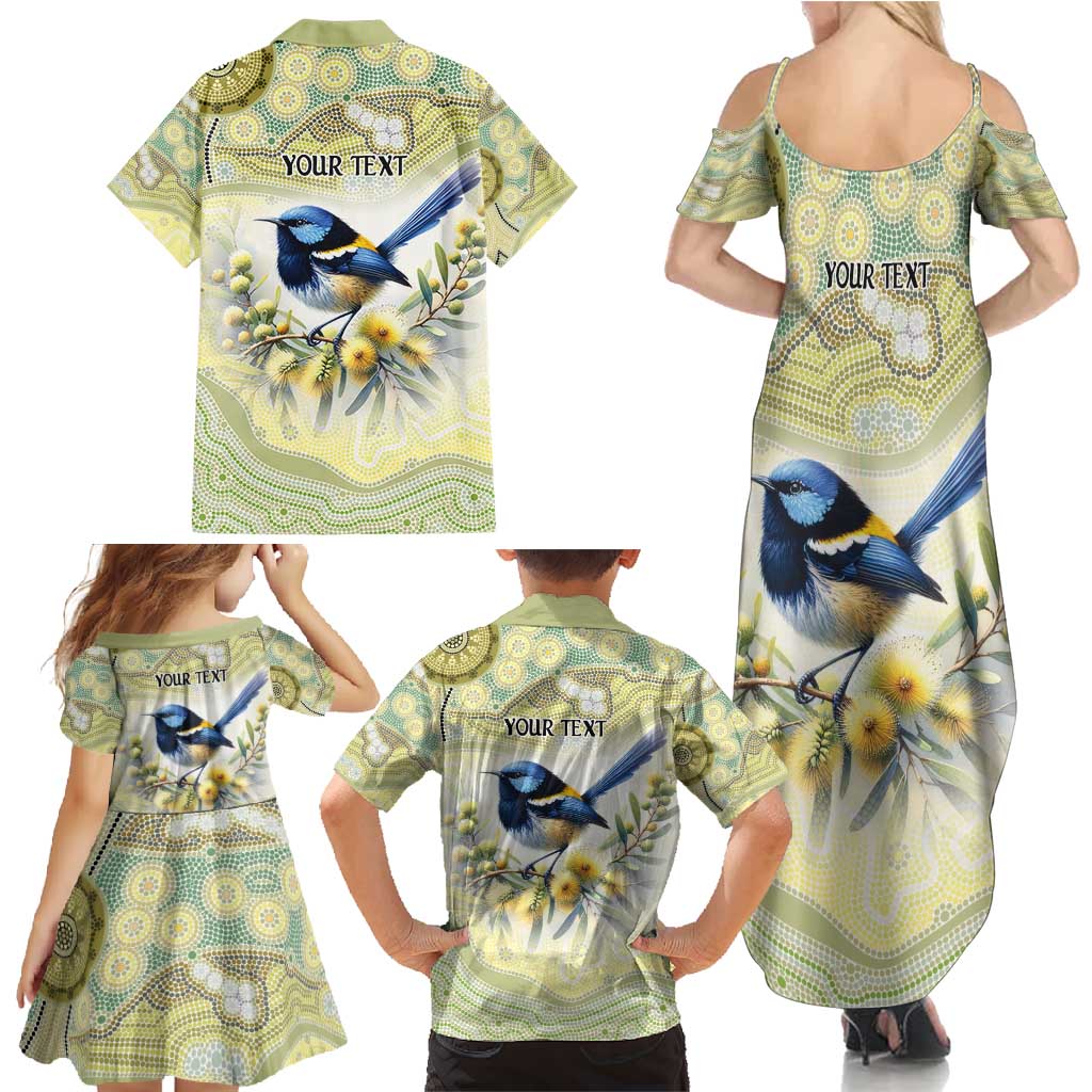 Splendid Fairy-wren Personalised Family Matching Summer Maxi Dress and Hawaiian Shirt Aboriginal Australian Dot Painting - Aussie Hoodie