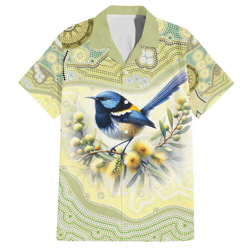 Splendid Fairy-wren Personalised Family Matching Summer Maxi Dress and Hawaiian Shirt Aboriginal Australian Dot Painting - Aussie Hoodie