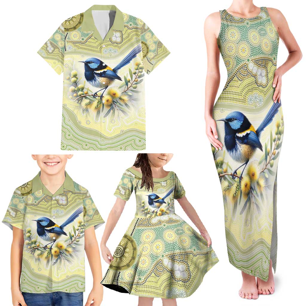 Splendid Fairy-wren Personalised Family Matching Tank Maxi Dress and Hawaiian Shirt Aboriginal Australian Dot Painting - Aussie Hoodie