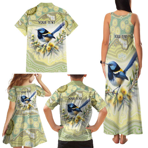 Splendid Fairy-wren Personalised Family Matching Tank Maxi Dress and Hawaiian Shirt Aboriginal Australian Dot Painting - Aussie Hoodie