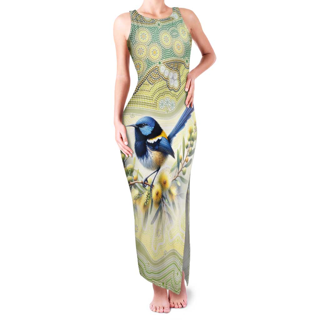 Splendid Fairy-wren Personalised Family Matching Tank Maxi Dress and Hawaiian Shirt Aboriginal Australian Dot Painting - Aussie Hoodie