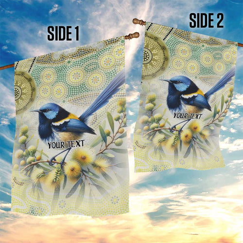 Splendid Fairy-wren Personalised Garden Flag Aboriginal Australian Dot Painting - Aussie Hoodie