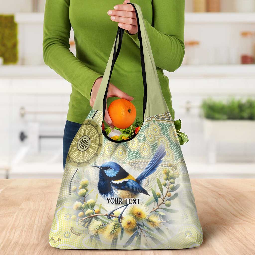 Splendid Fairy-wren Personalised Grocery Bag Aboriginal Australian Dot Painting - Aussie Hoodie