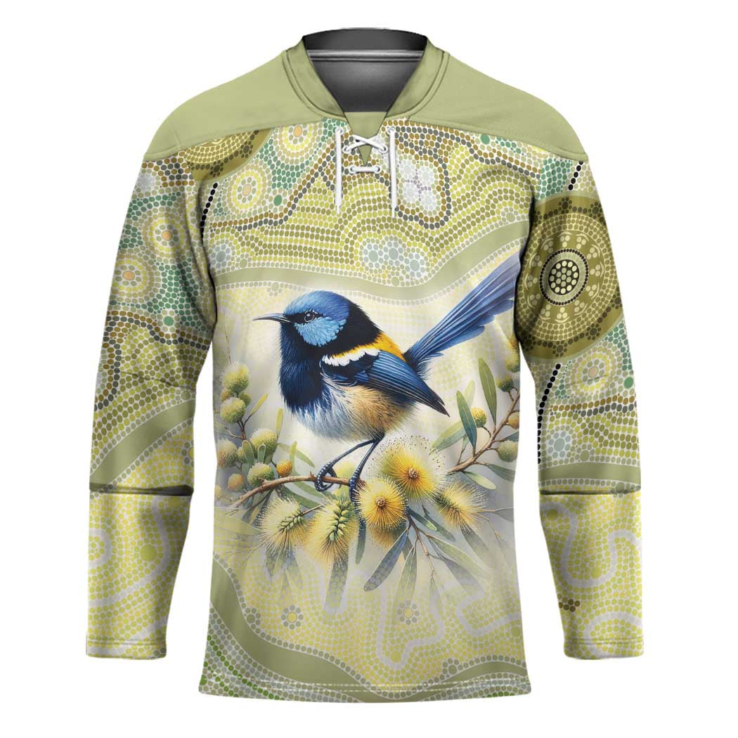 Splendid Fairy-wren Personalised Hockey Jersey Aboriginal Australian Dot Painting - Aussie Hoodie