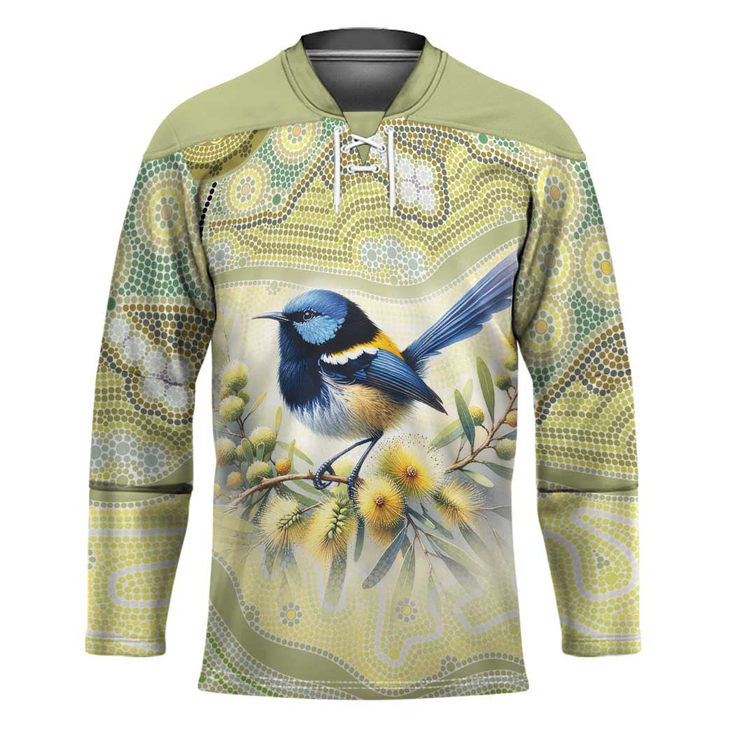 Splendid Fairy-wren Personalised Hockey Jersey Aboriginal Australian Dot Painting - Aussie Hoodie