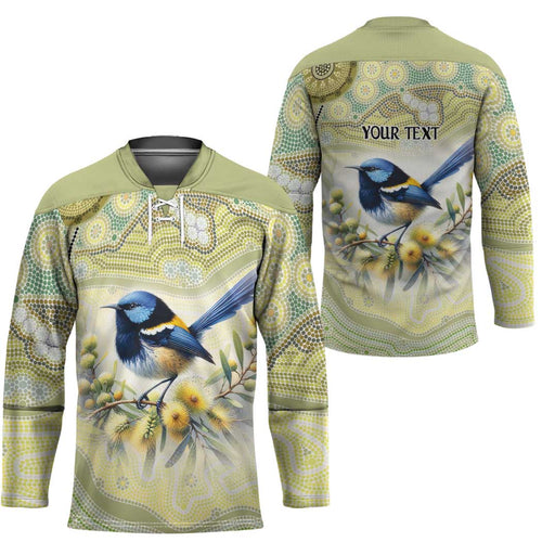 Splendid Fairy-wren Personalised Hockey Jersey Aboriginal Australian Dot Painting - Aussie Hoodie
