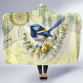 Splendid Fairy-wren Personalised Hooded Blanket Aboriginal Australian Dot Painting - Aussie Hoodie
