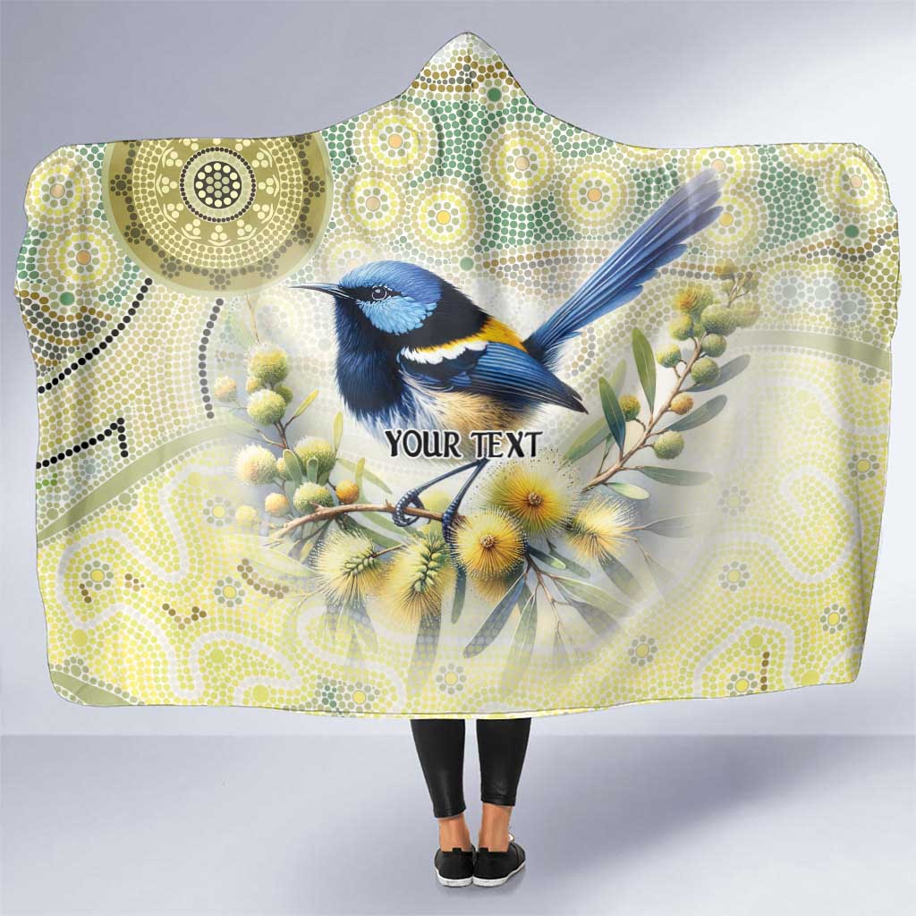 Splendid Fairy-wren Personalised Hooded Blanket Aboriginal Australian Dot Painting - Aussie Hoodie