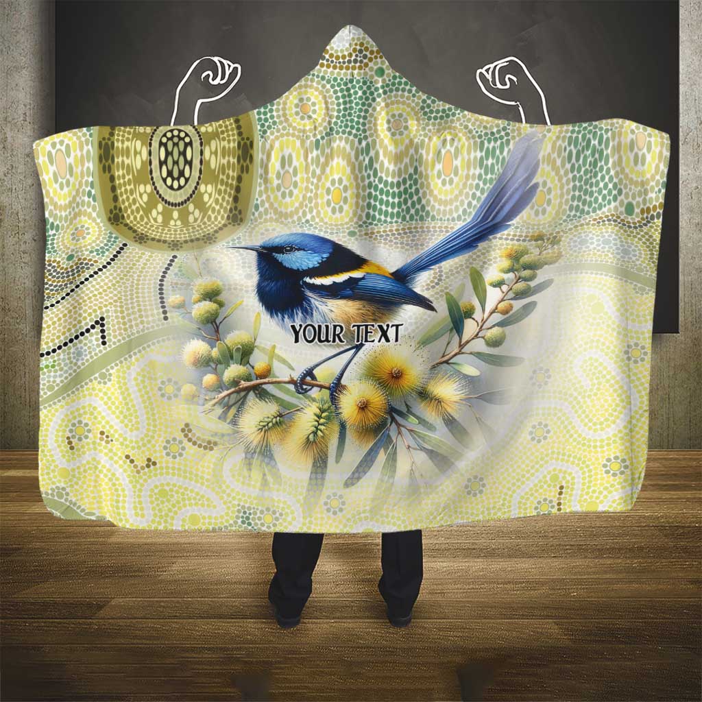 Splendid Fairy-wren Personalised Hooded Blanket Aboriginal Australian Dot Painting - Aussie Hoodie