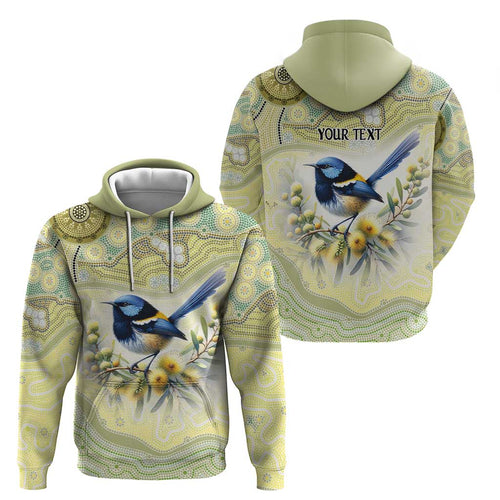 Splendid Fairy-wren Personalised Hoodie Aboriginal Australian Dot Painting - Aussie Hoodie
