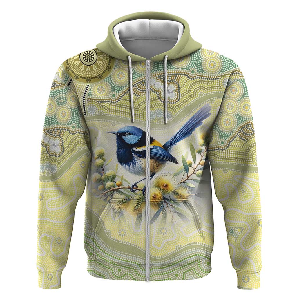 Splendid Fairy-wren Personalised Hoodie Aboriginal Australian Dot Painting - Aussie Hoodie