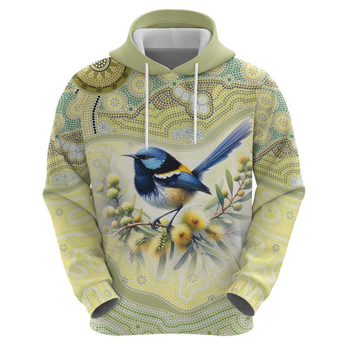 Splendid Fairy-wren Personalised Hoodie Aboriginal Australian Dot Painting - Aussie Hoodie