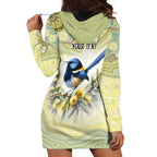Splendid Fairy-wren Personalised Hoodie Dress Aboriginal Australian Dot Painting - Aussie Hoodie