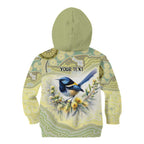 Splendid Fairy-wren Personalised Kid Hoodie Aboriginal Australian Dot Painting - Aussie Hoodie