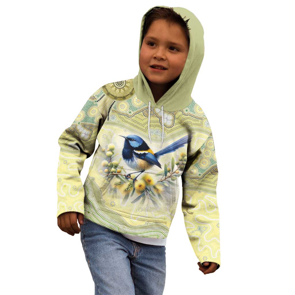 Splendid Fairy-wren Personalised Kid Hoodie Aboriginal Australian Dot Painting - Aussie Hoodie