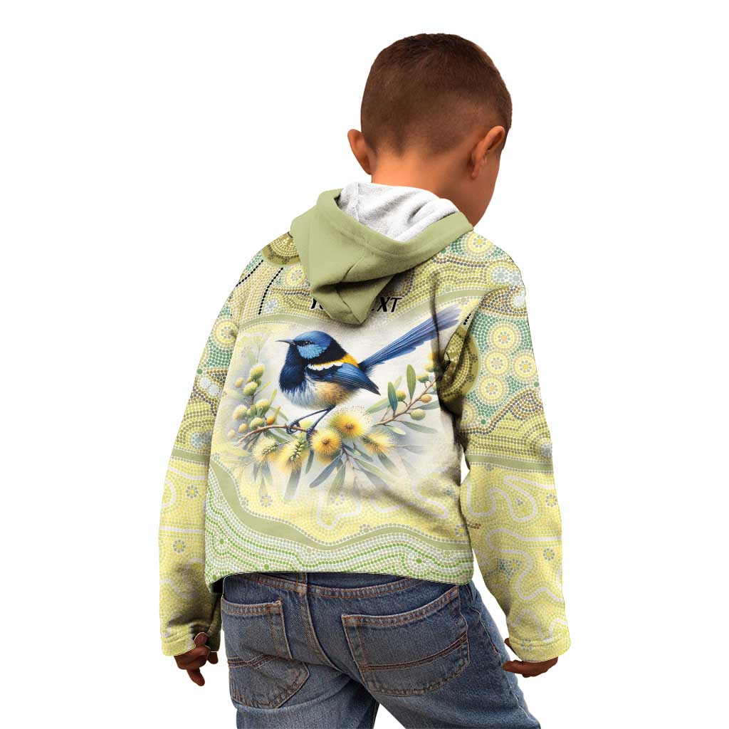 Splendid Fairy-wren Personalised Kid Hoodie Aboriginal Australian Dot Painting - Aussie Hoodie