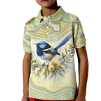 Splendid Fairy-wren Personalised Kid Polo Shirt Aboriginal Australian Dot Painting - Aussie Hoodie