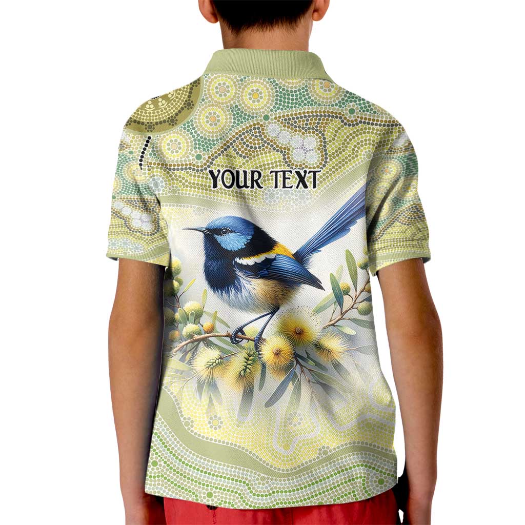 Splendid Fairy-wren Personalised Kid Polo Shirt Aboriginal Australian Dot Painting - Aussie Hoodie