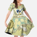 Splendid Fairy-wren Personalised Kid Short Sleeve Dress Aboriginal Australian Dot Painting - Aussie Hoodie