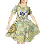 Splendid Fairy-wren Personalised Kid Short Sleeve Dress Aboriginal Australian Dot Painting - Aussie Hoodie