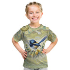 Splendid Fairy-wren Personalised Kid T Shirt Aboriginal Australian Dot Painting - Aussie Hoodie