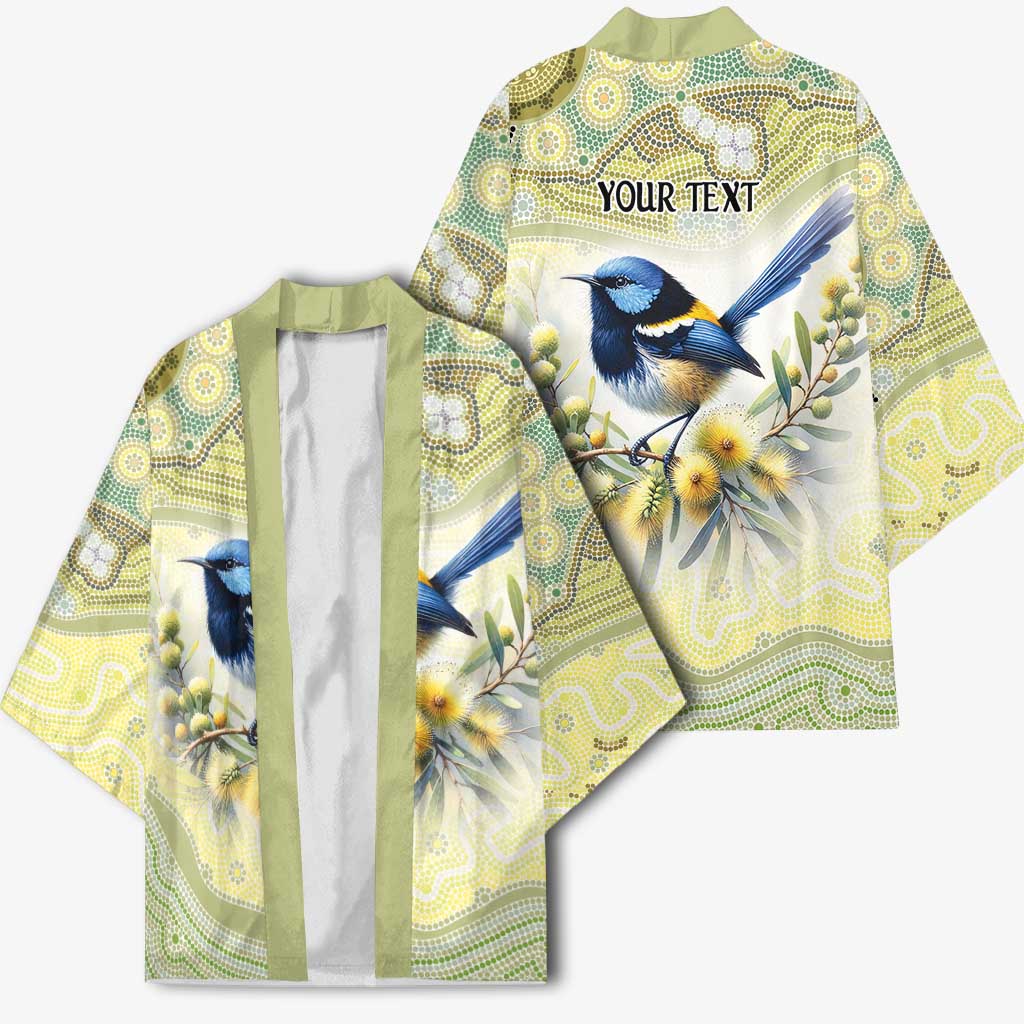Splendid Fairy-wren Personalised Kimono Aboriginal Australian Dot Painting - Aussie Hoodie