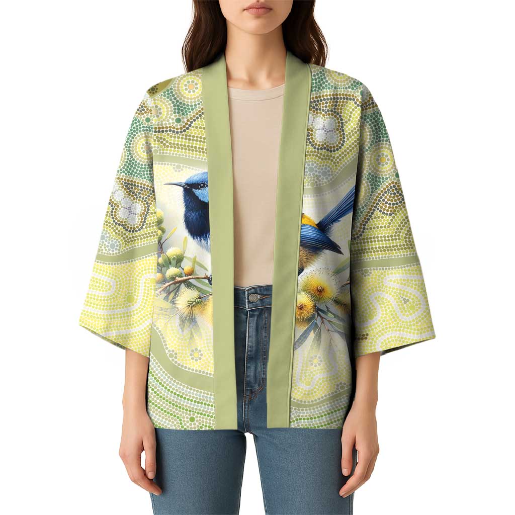 Splendid Fairy-wren Personalised Kimono Aboriginal Australian Dot Painting - Aussie Hoodie