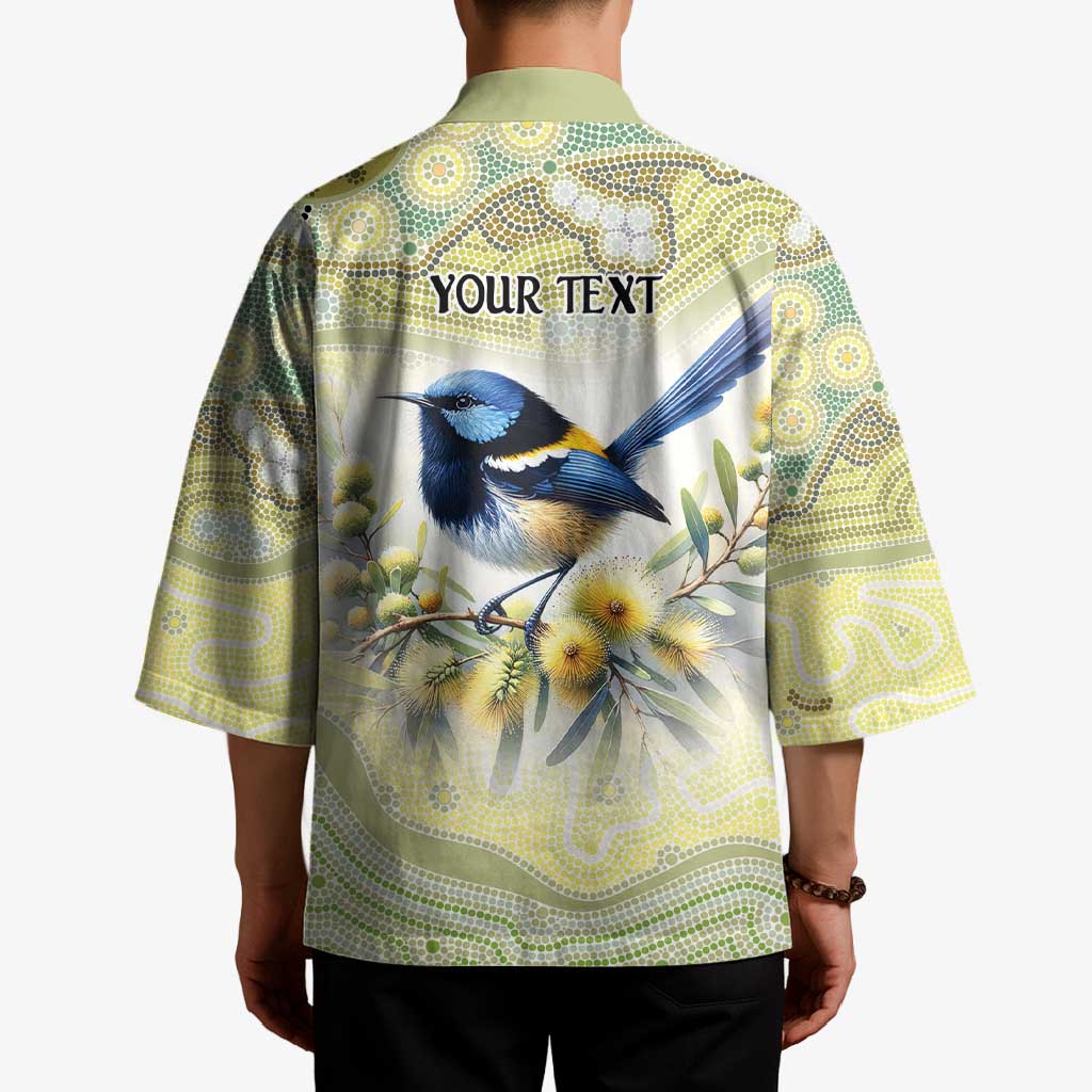Splendid Fairy-wren Personalised Kimono Aboriginal Australian Dot Painting - Aussie Hoodie