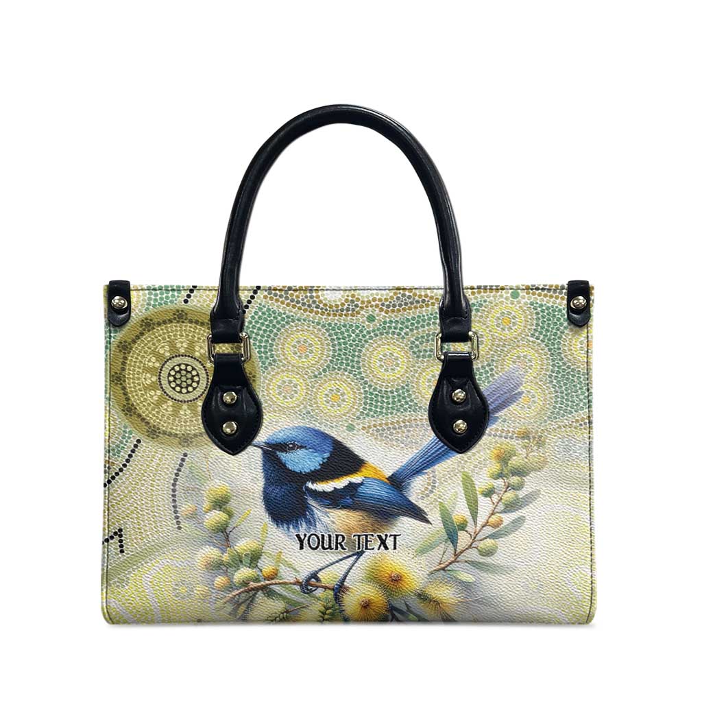 Splendid Fairy-wren Personalised Leather Bag Aboriginal Australian Dot Painting - Aussie Hoodie
