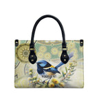 Splendid Fairy-wren Personalised Leather Bag Aboriginal Australian Dot Painting - Aussie Hoodie