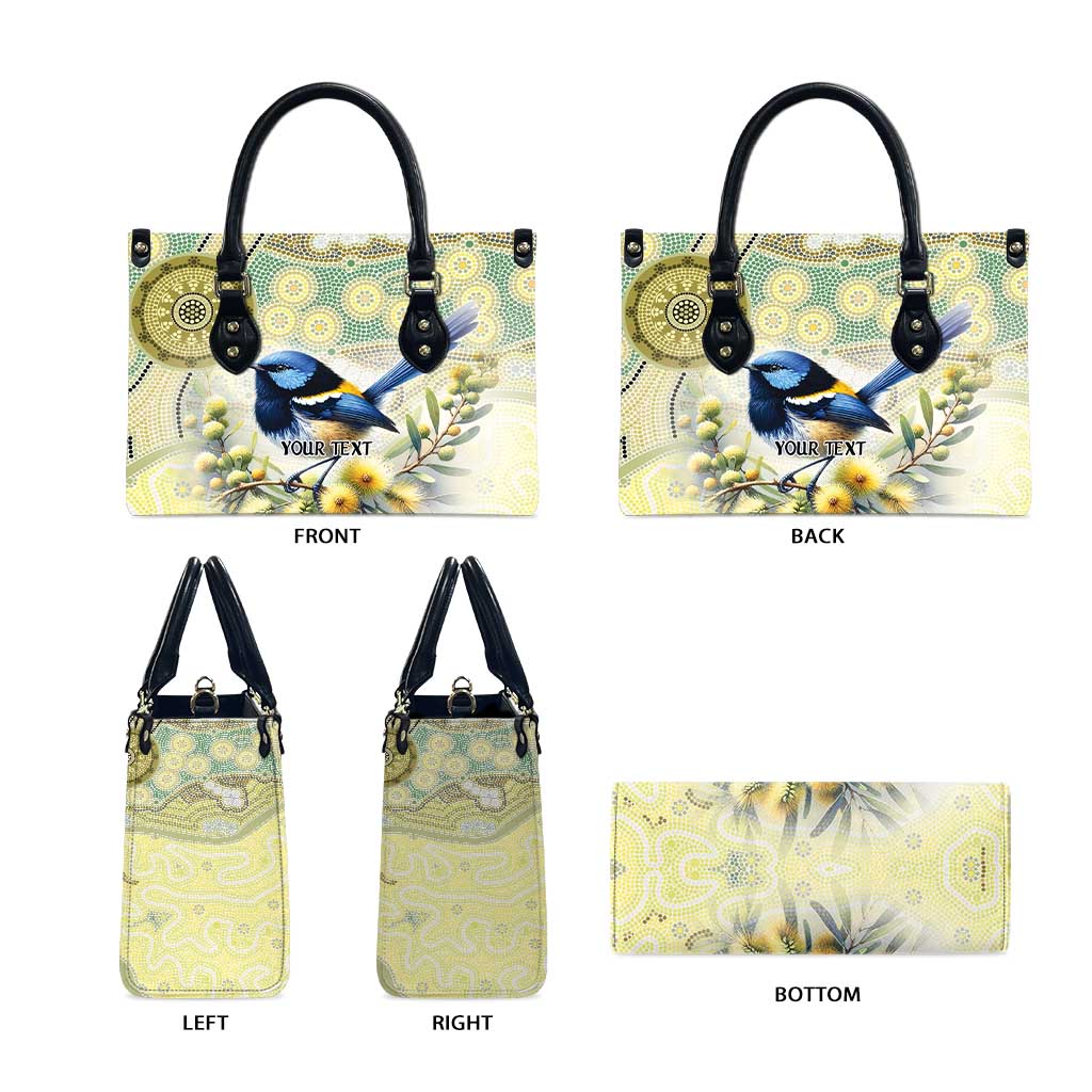 Splendid Fairy-wren Personalised Leather Bag Aboriginal Australian Dot Painting - Aussie Hoodie