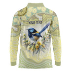 Splendid Fairy-wren Personalised Long Sleeve Polo Shirt Aboriginal Australian Dot Painting - Aussie Hoodie
