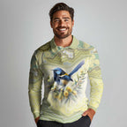 Splendid Fairy-wren Personalised Long Sleeve Polo Shirt Aboriginal Australian Dot Painting - Aussie Hoodie
