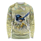 Splendid Fairy-wren Personalised Long Sleeve Shirt Aboriginal Australian Dot Painting - Aussie Hoodie