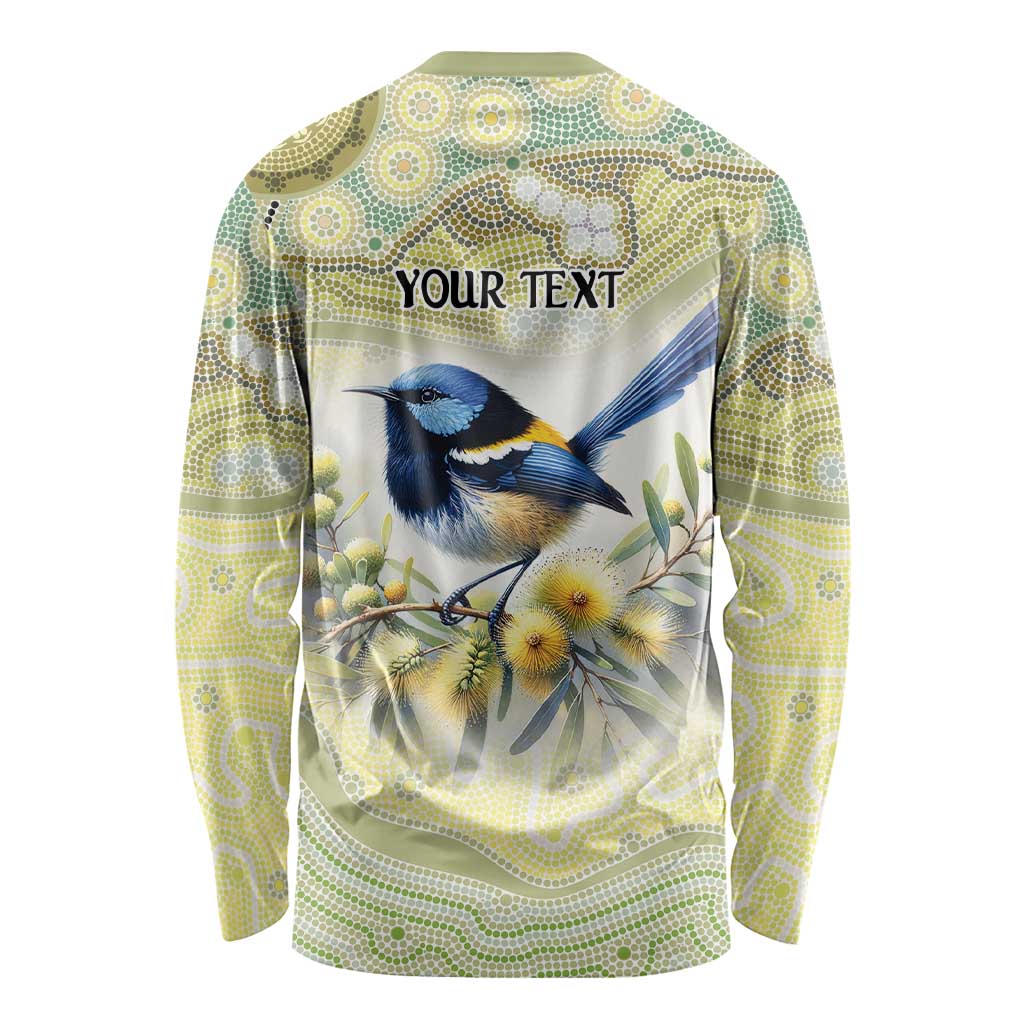 Splendid Fairy-wren Personalised Long Sleeve Shirt Aboriginal Australian Dot Painting - Aussie Hoodie
