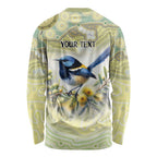 Splendid Fairy-wren Personalised Long Sleeve Shirt Aboriginal Australian Dot Painting - Aussie Hoodie