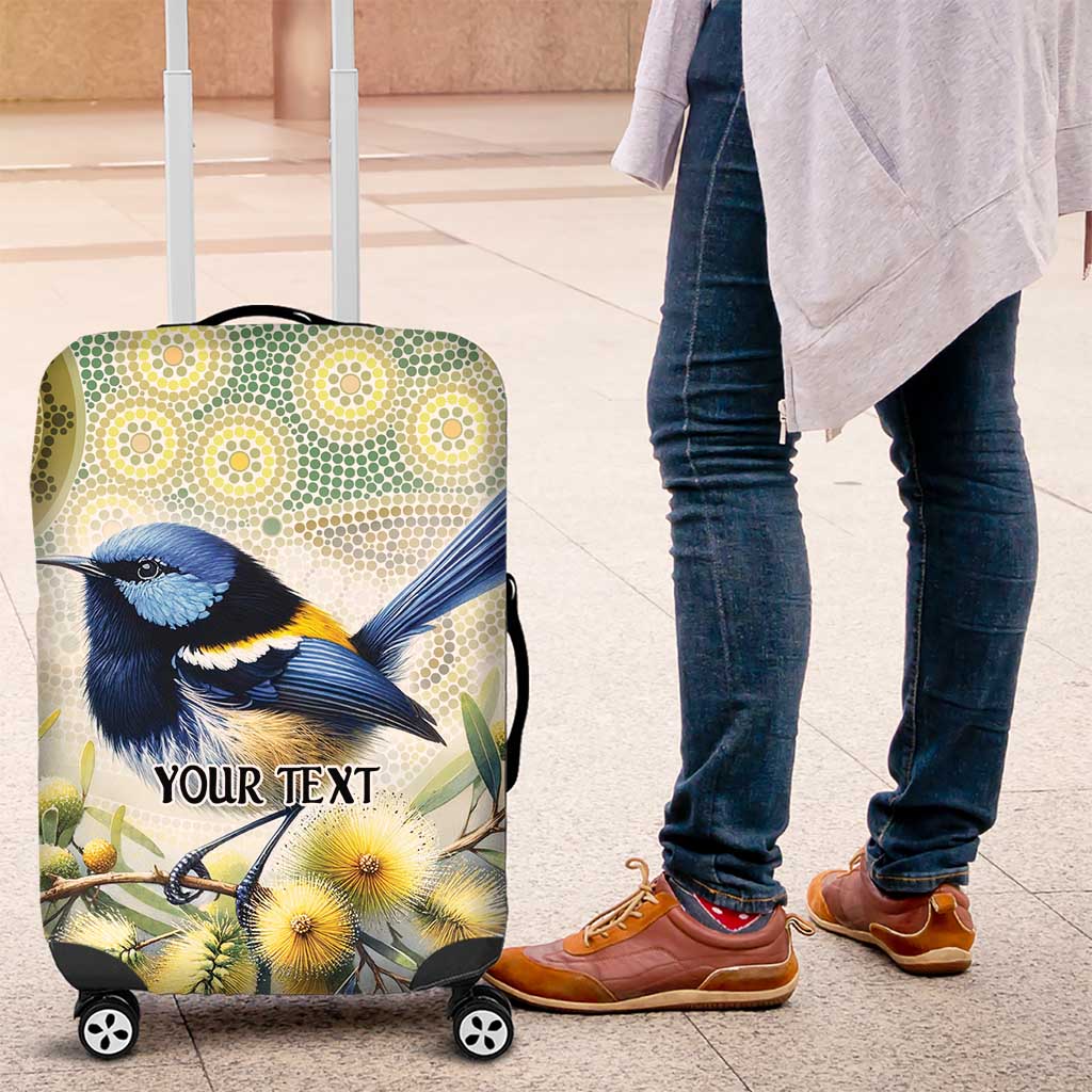 Splendid Fairy-wren Personalised Luggage Cover Aboriginal Australian Dot Painting - Aussie Hoodie